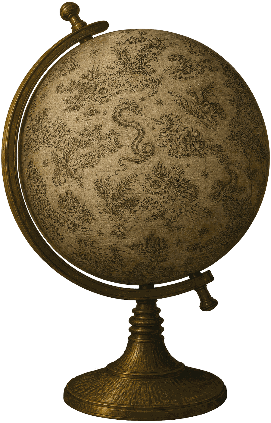 The mysterious globe, etched with dragons